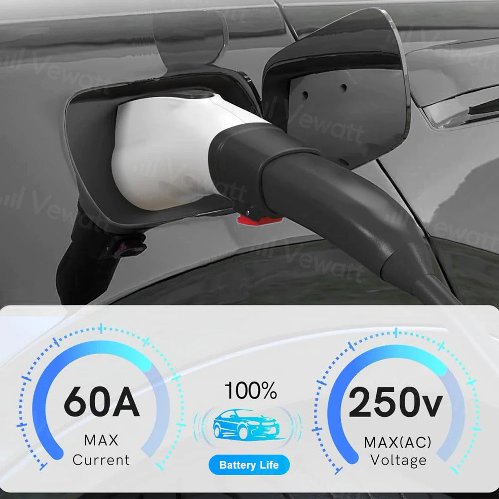 VEWATT Tesla to J1772 Adapter Max 60A & 250V AC Compatible with Tesla Wall Connector Destination Charger Mobile Connector