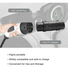 VEWATT Type 2 To Type 1 EV Charger Adapter ICE 62196 Plug to J1772 Charging Adapter