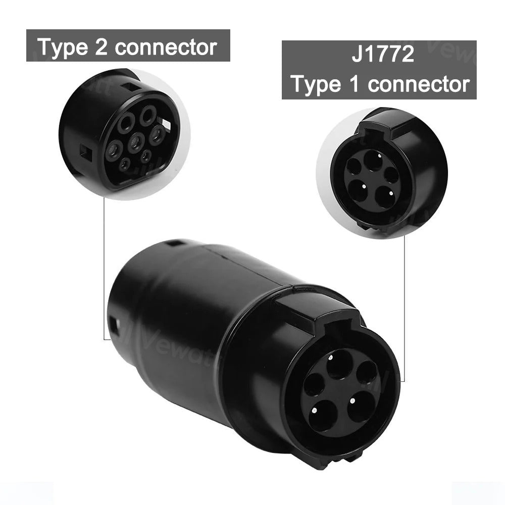 J1772 to Type 2 Adapter Type 1 charger side to Type 2 car side EV adapter for European EVs