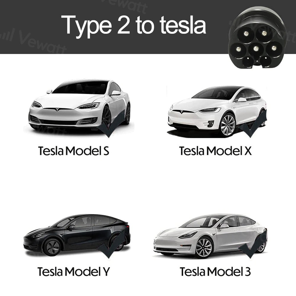 VEWATT Type 2 to Tesla EV Adapter IEC 62196 Socket EVSE Adapter Type 2 to Tesla Charging